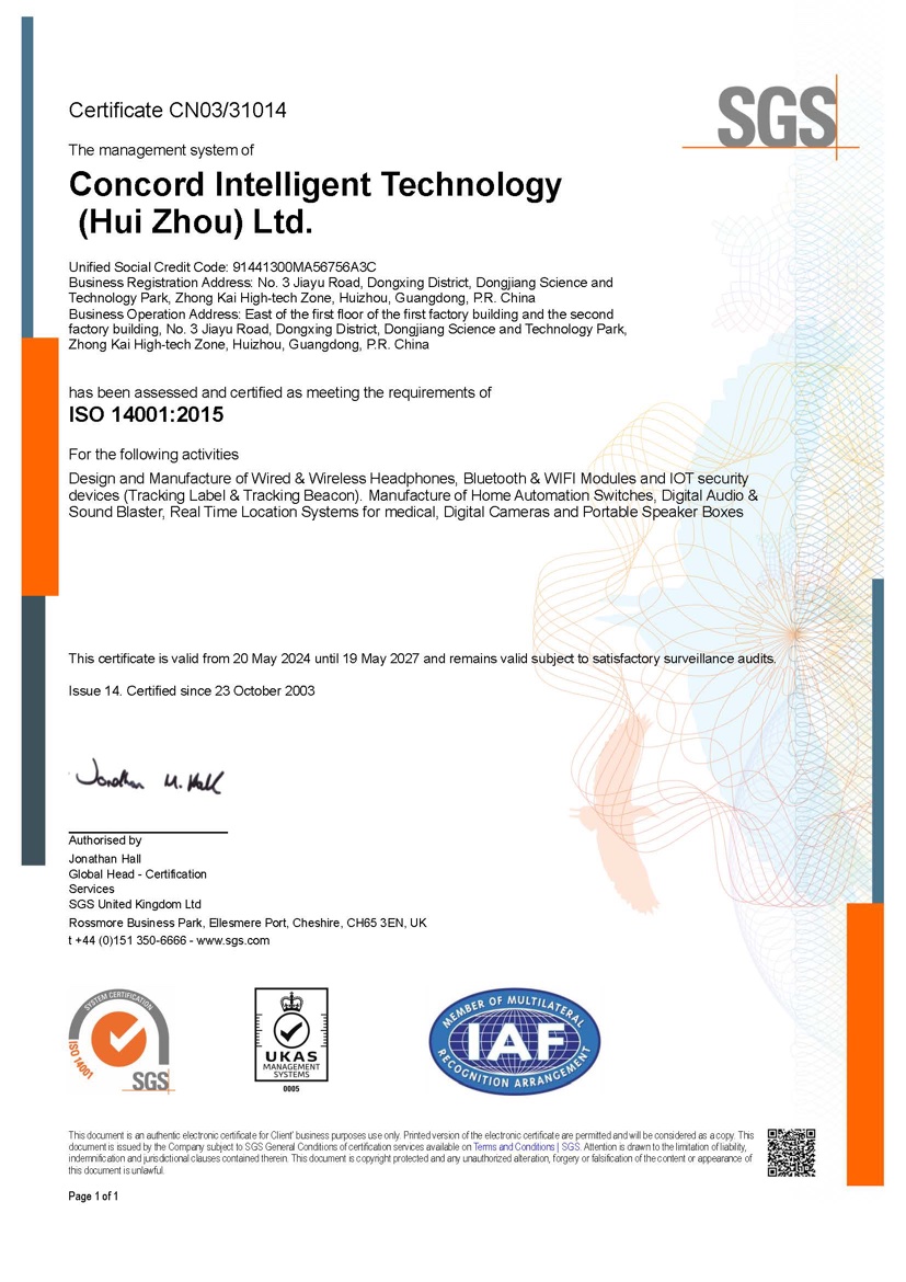 ISO14001 Certificate